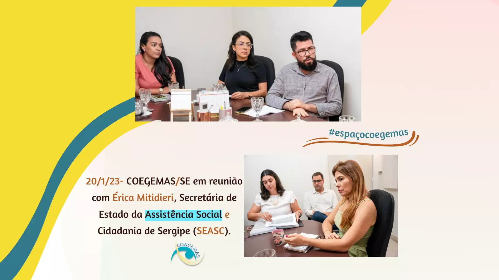 COEGEMAS Sergipe tem reunião com Secretária de Estado da Assistência Social e Cidadania